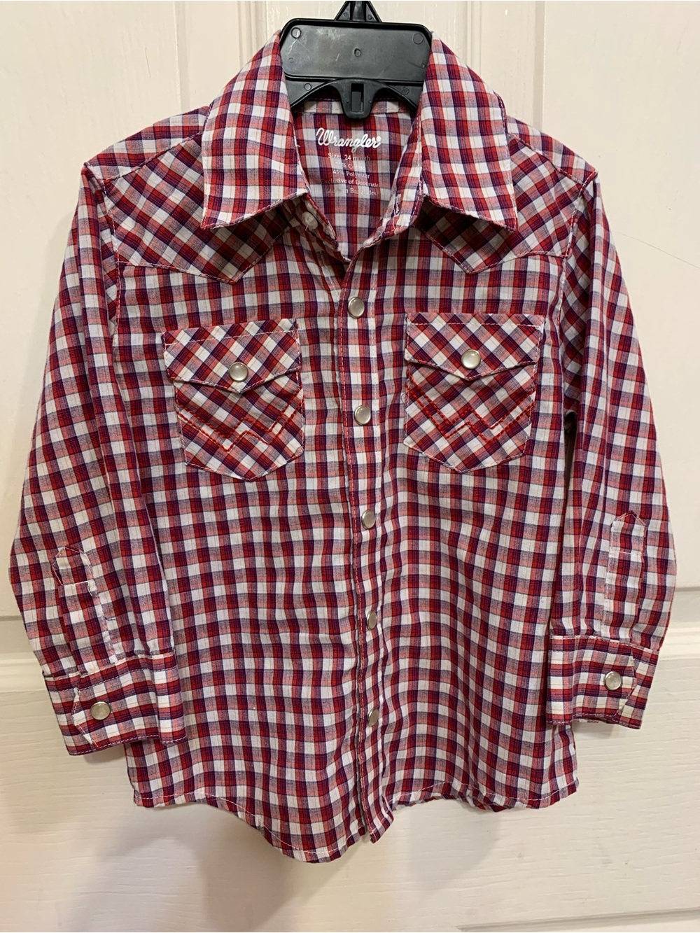 Wrangler Infant 24mon Red White Plaid Pearl Snap Western Top. 3527